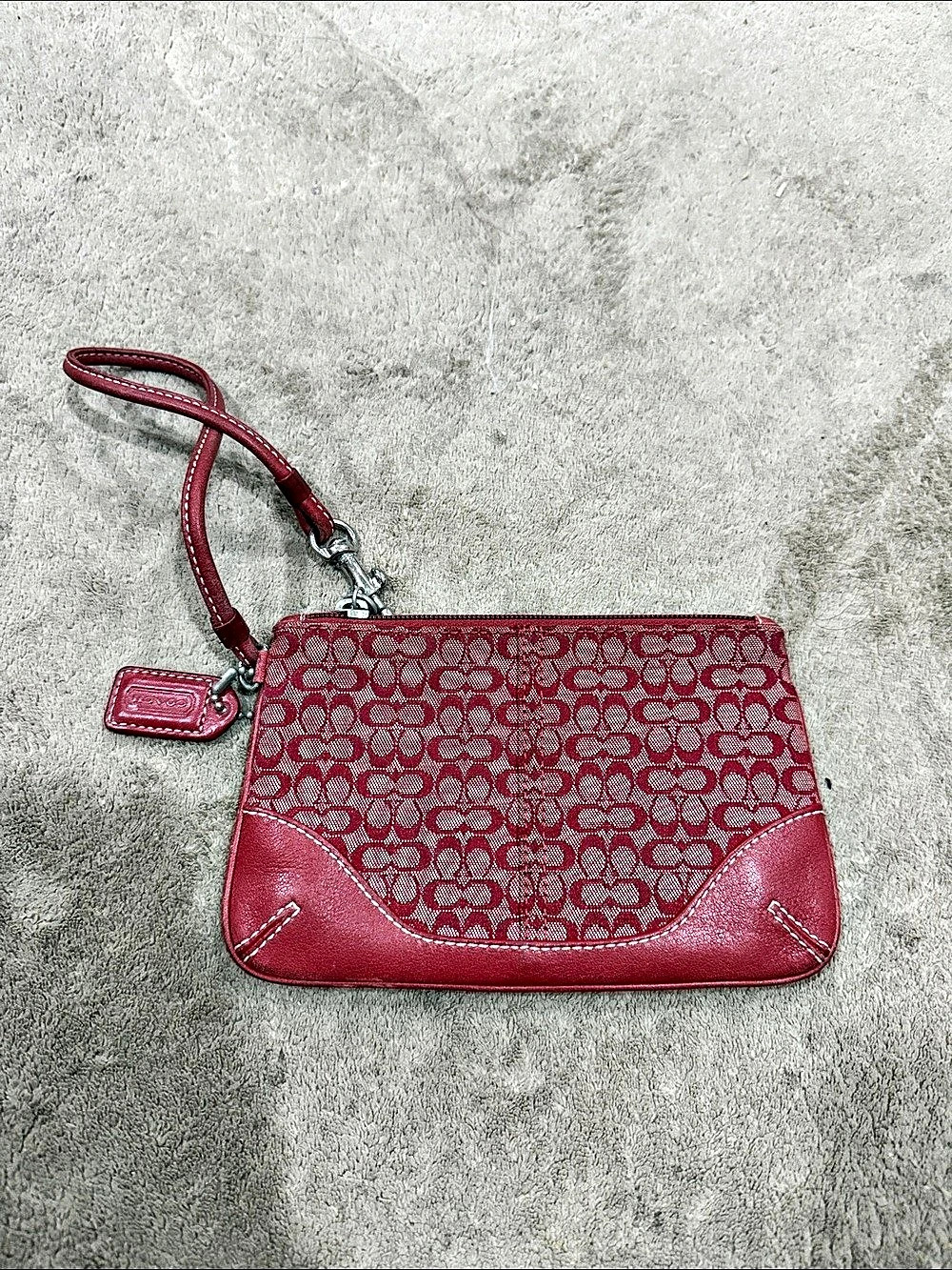 Coach Corner Zip Wristlet In Signature Canvas Red